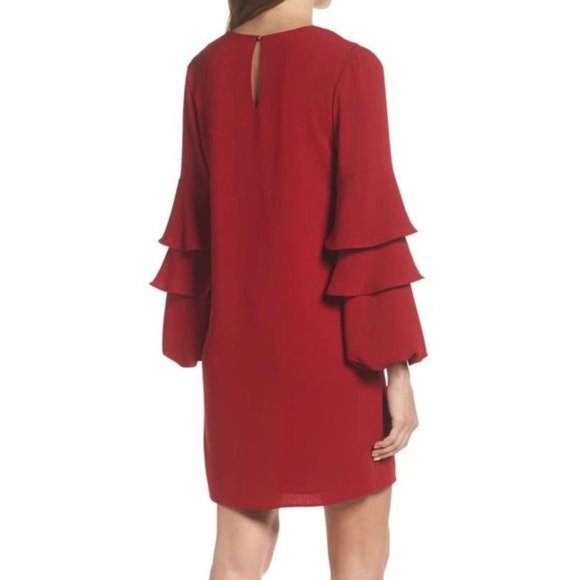 Charles Henry Red Shift Dress V-Neck with Ruffles XS - Picture 7 of 7